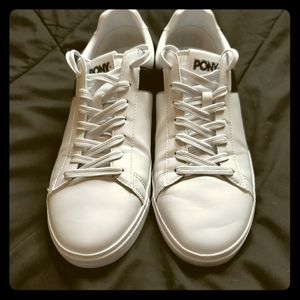 PONY mens White Canvas Synthetic Leather Size 10.5
